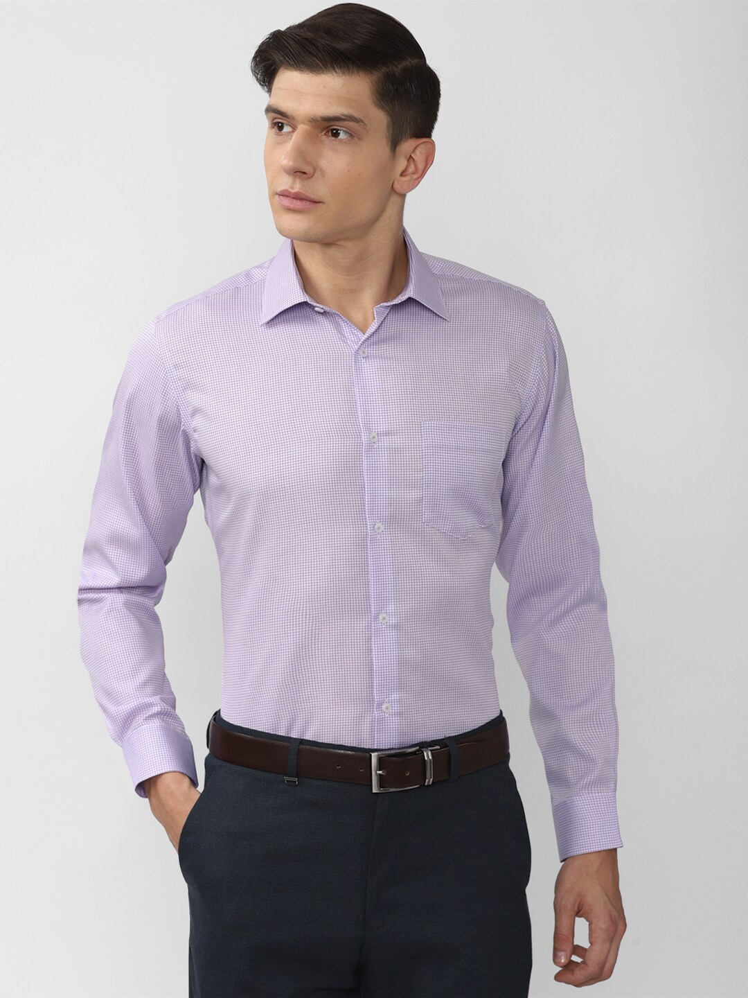 

Van Heusen Men Purple Checked Formal Long sleeve Shirt