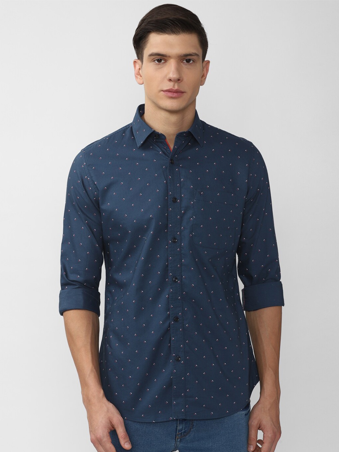 

Van Heusen Sport Men Navy Blue Slim Fit Printed Casual Shirt