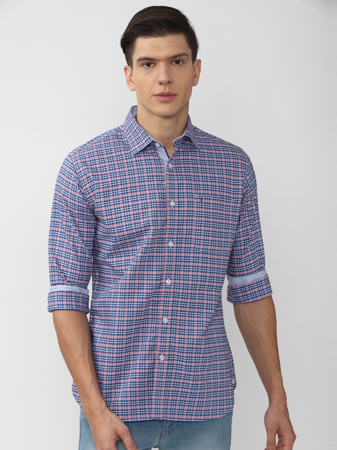 

Van Heusen Sport Men Blue Slim Fit Tartan Checked Casual Shirt