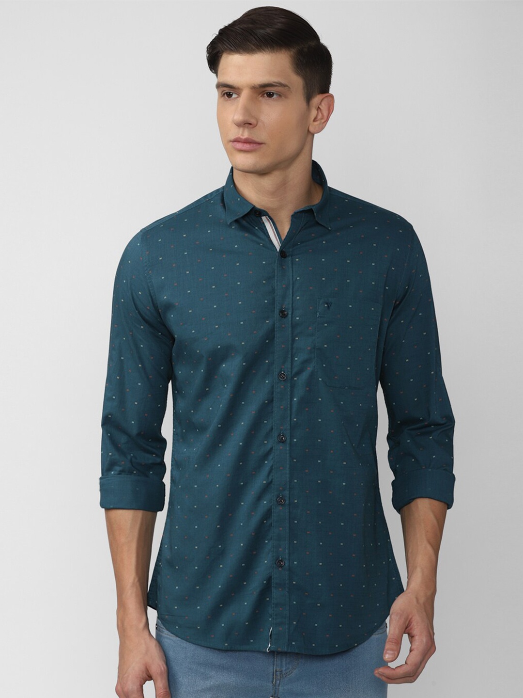 

Van Heusen Sport Men Blue Printed Slim Fit Casual Shirt