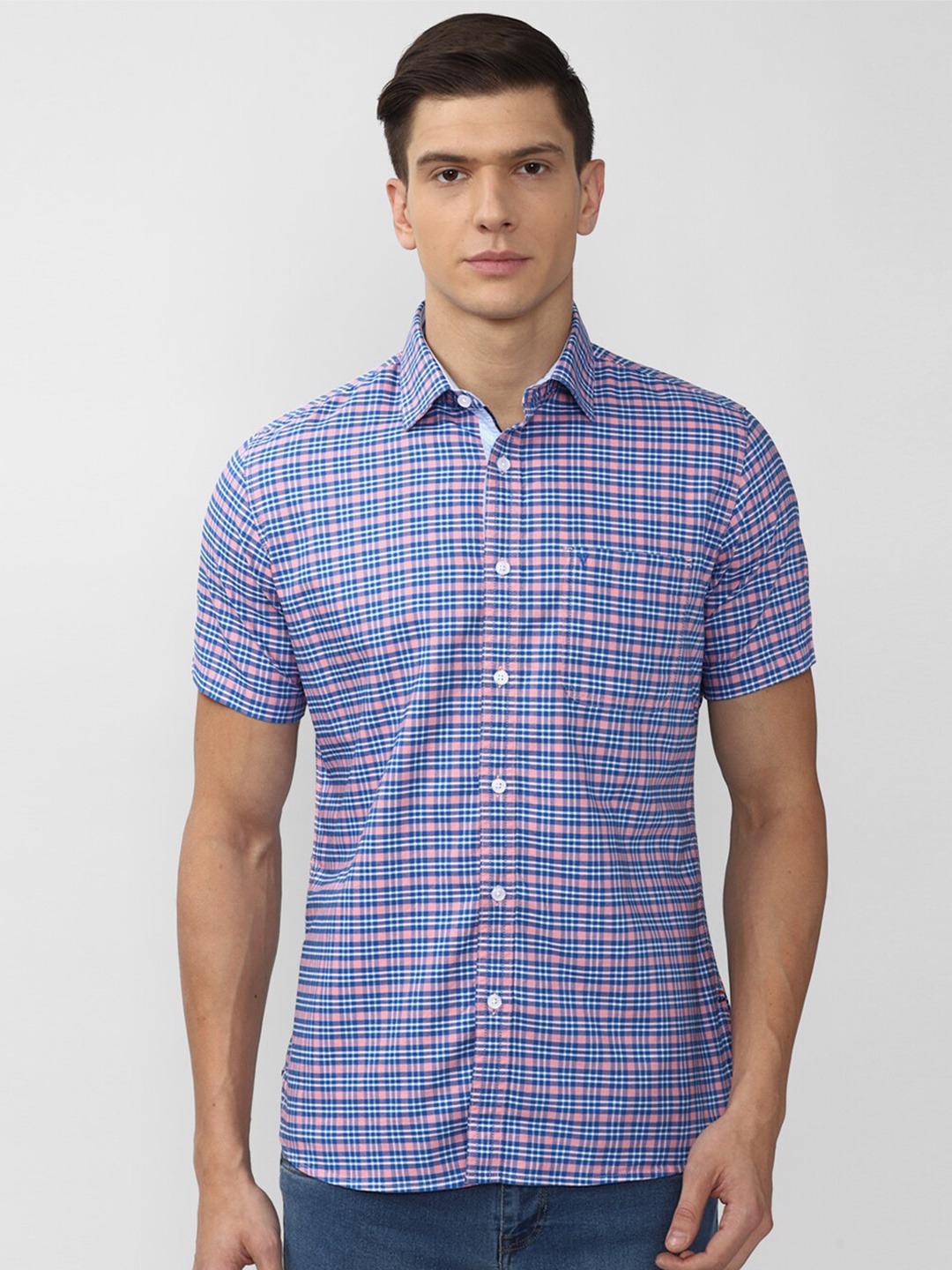 

Van Heusen Sport Men Blue Slim Fit Checked Casual Shirt