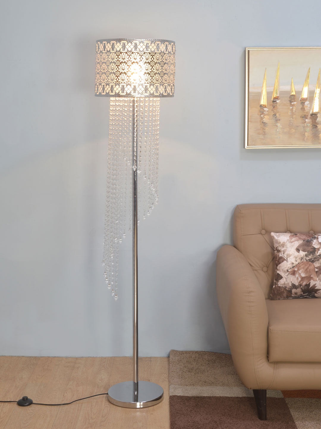 

Athome by Nilkamal Silver-Toned Solid Floor Lamp