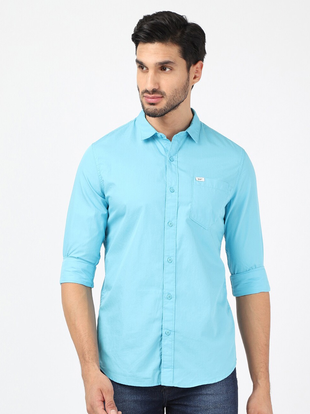 

Lee Men Blue Classic Slim Fit Cotton Casual Shirt