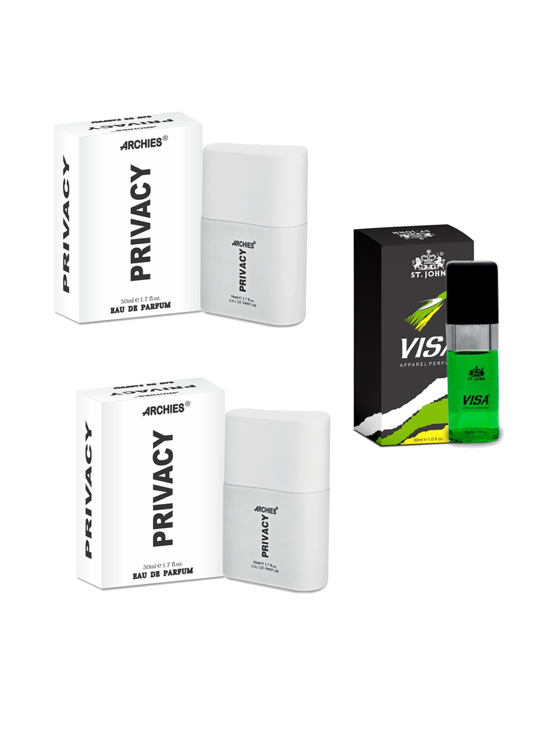 

St. John Set of Visa Perfume 30 ml & 2 Privacy Eau De Parfum 50 ml Each, White