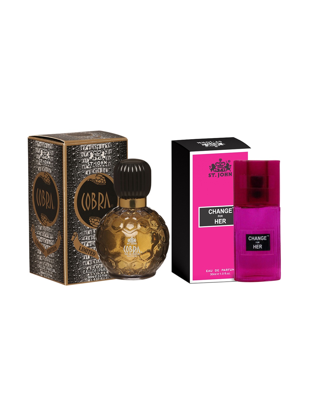 

St. John Set of 2 Cobra 60 ml & Change for Her Eau De Parfum-30 ml, Black