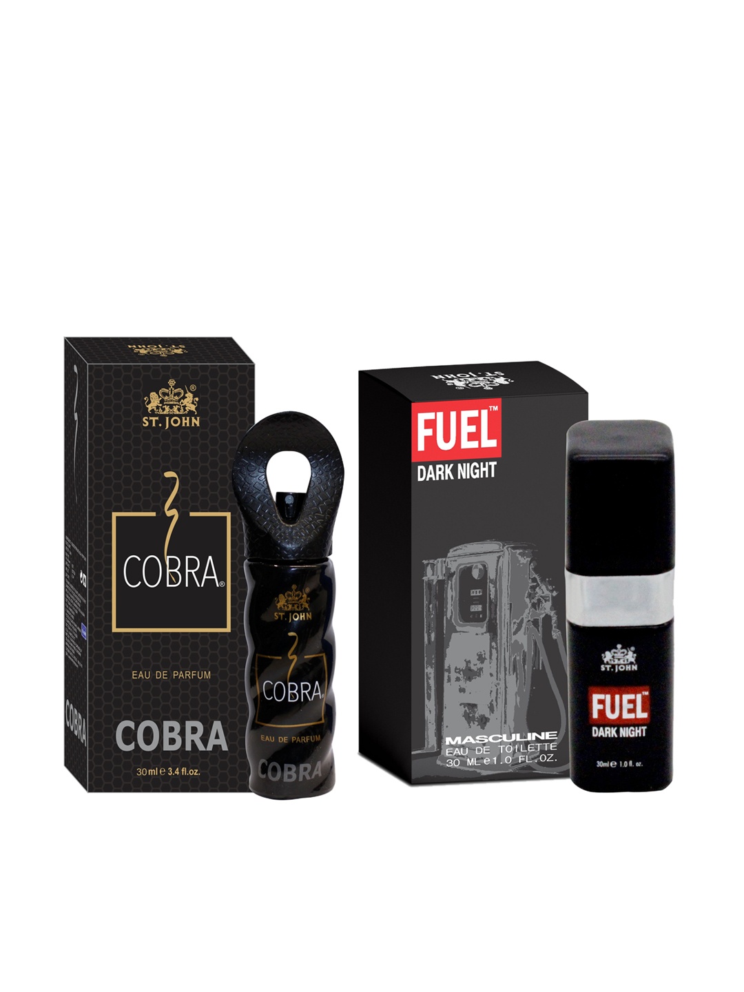 

St. John Set of Cobra & Fuel Dark Night Masculine Eau De Parfum - 30 ml Each, Black