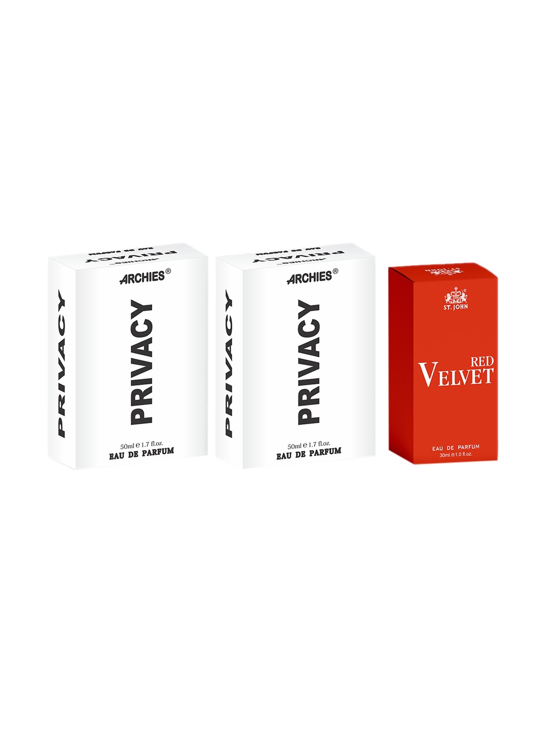 

St. John Set of Red Velvet 30 ml & 2 Privacy Eau De Parfum 50 ml Each, White