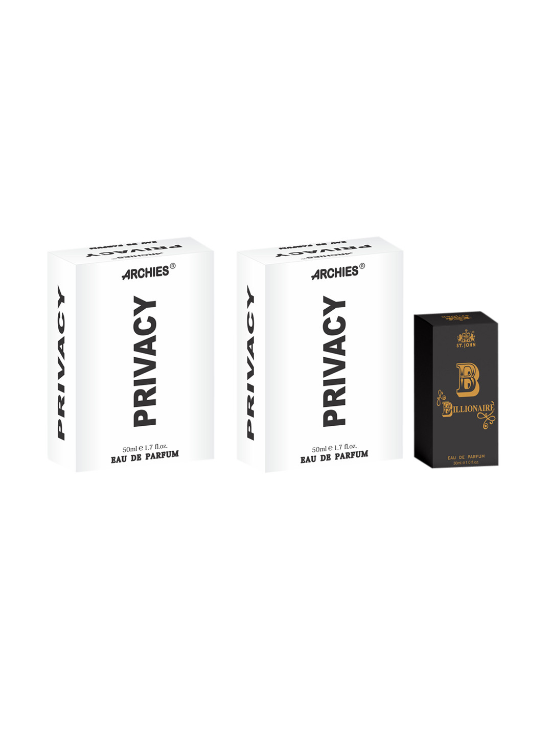 

St. John Set of Billionaire 30 ml & 2 Privacy Eau De Parfum 50 ml Each, White