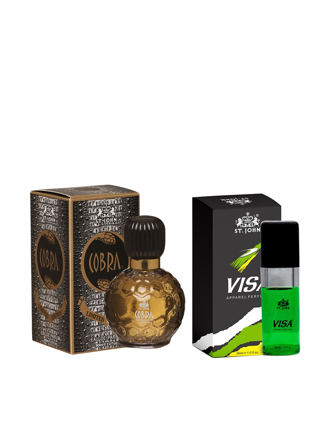 

St. John Set of Cobra Eau De Parfum 60 ml & Visa Perfume 30 ml, Brown