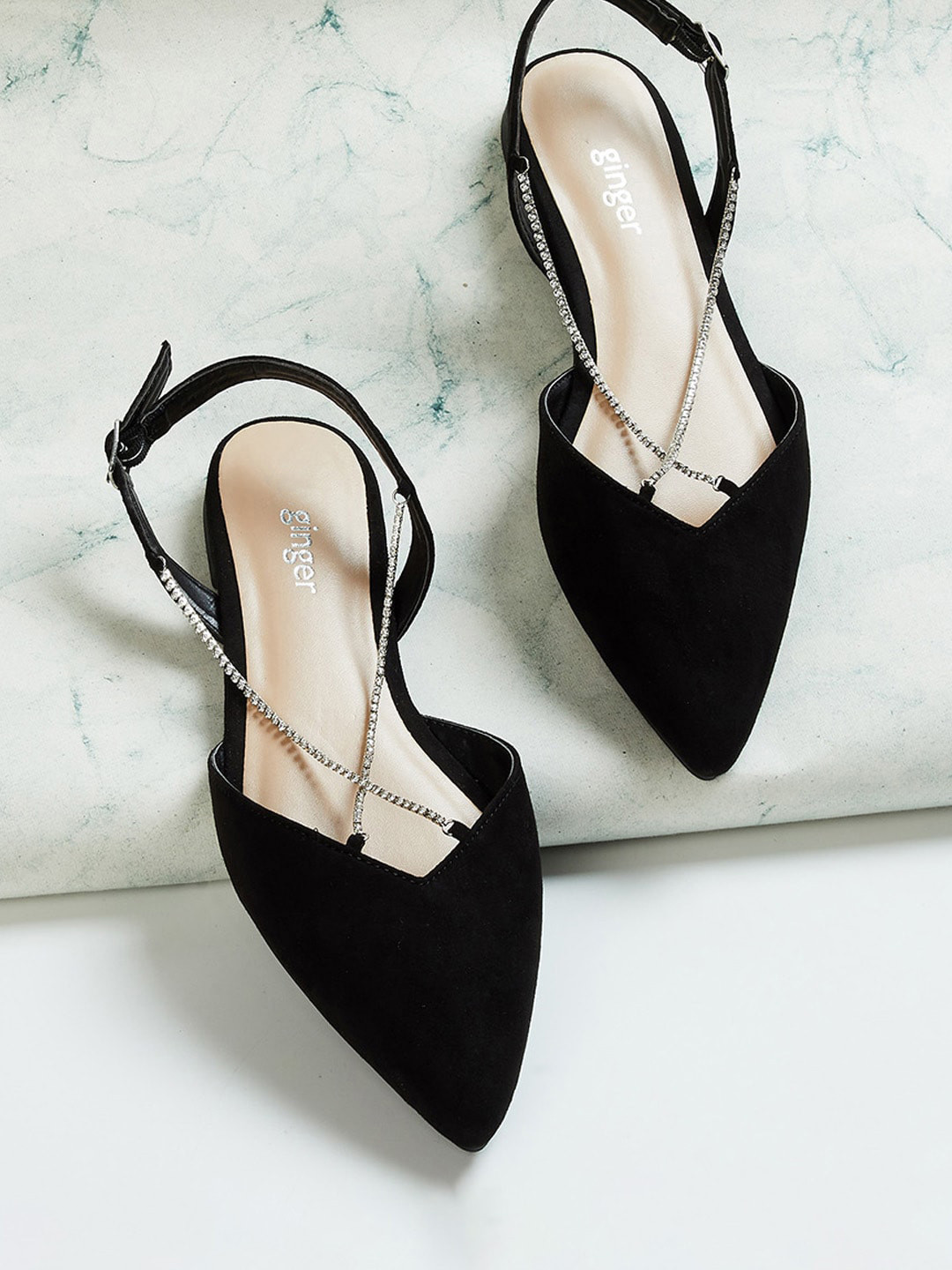 

Ginger by Lifestyle Women Black Solid Mules With Buckles Flats
