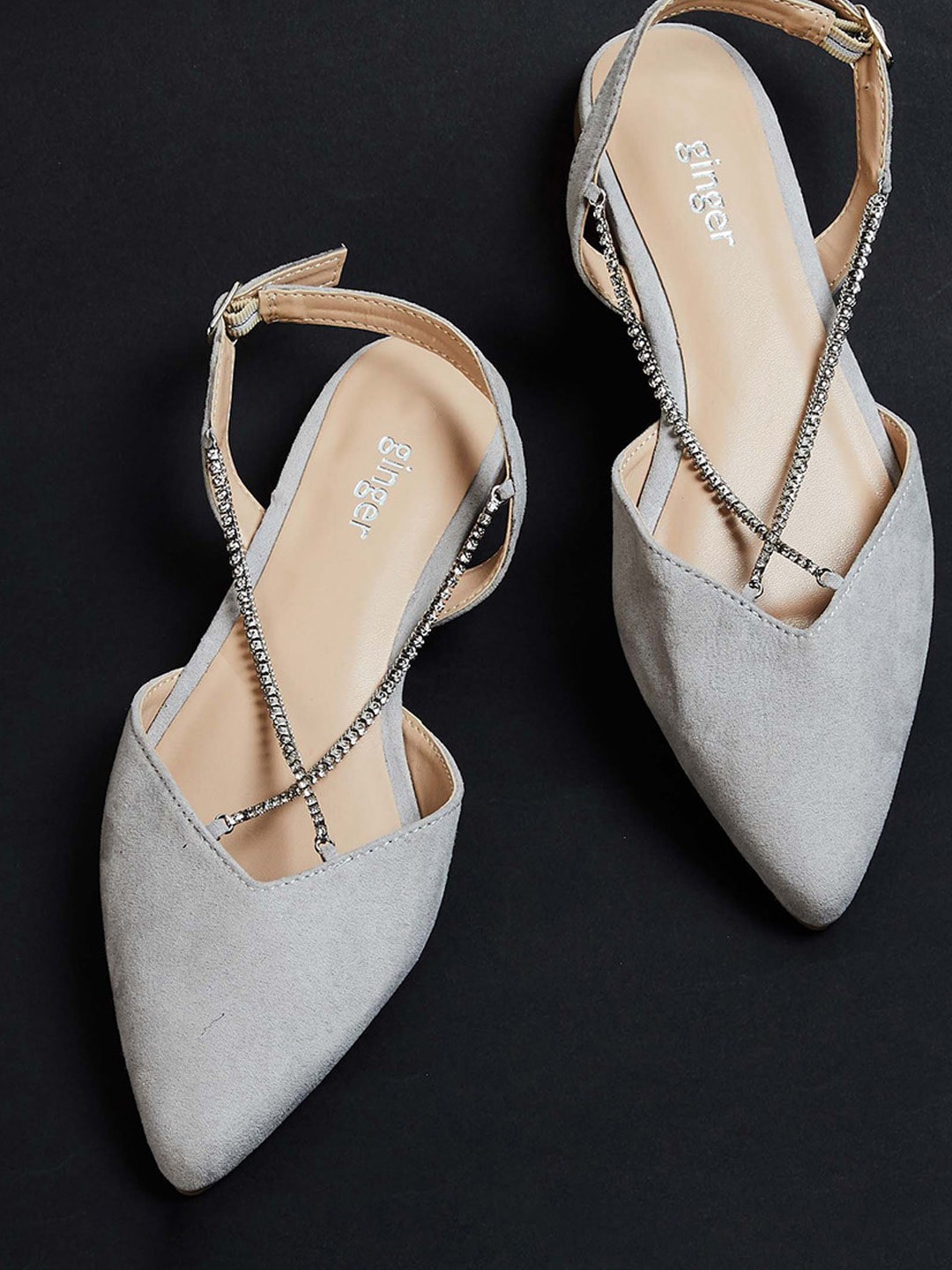 

Ginger by Lifestyle Women Grey Embellished Flats