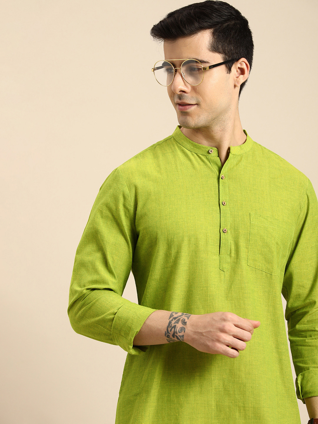 

Anouk Men Green Pure Cotton Kurta