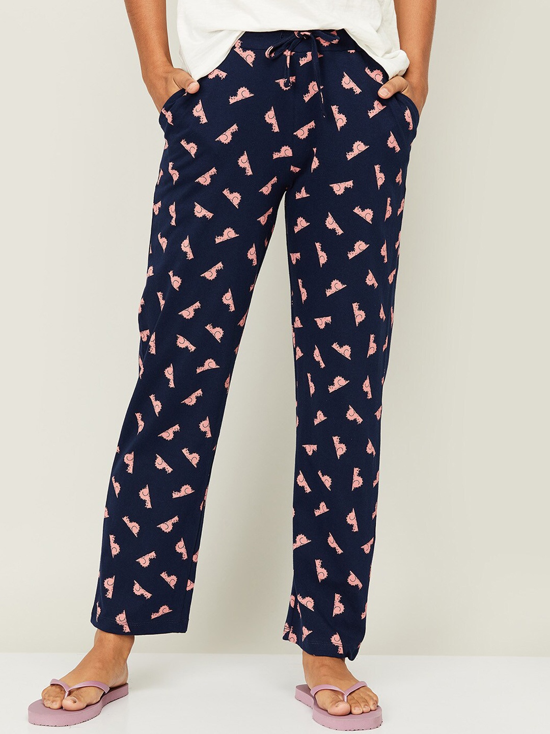 

Ginger by Lifestyle Women Navy Blue Printed Lounge Pants