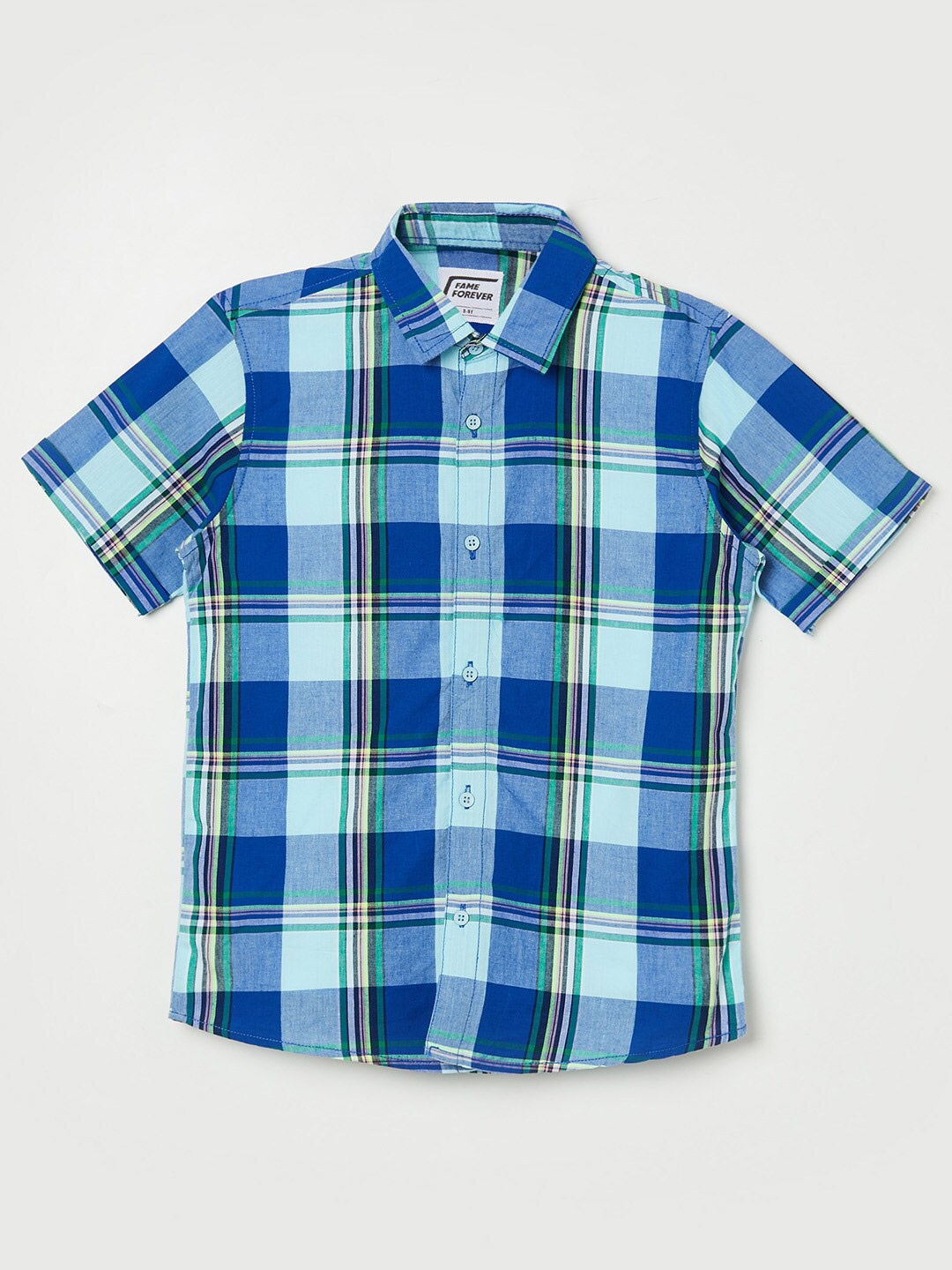 

Fame Forever by Lifestyle Boys Navy Blue Tartan Checks Checked Casual Shirt