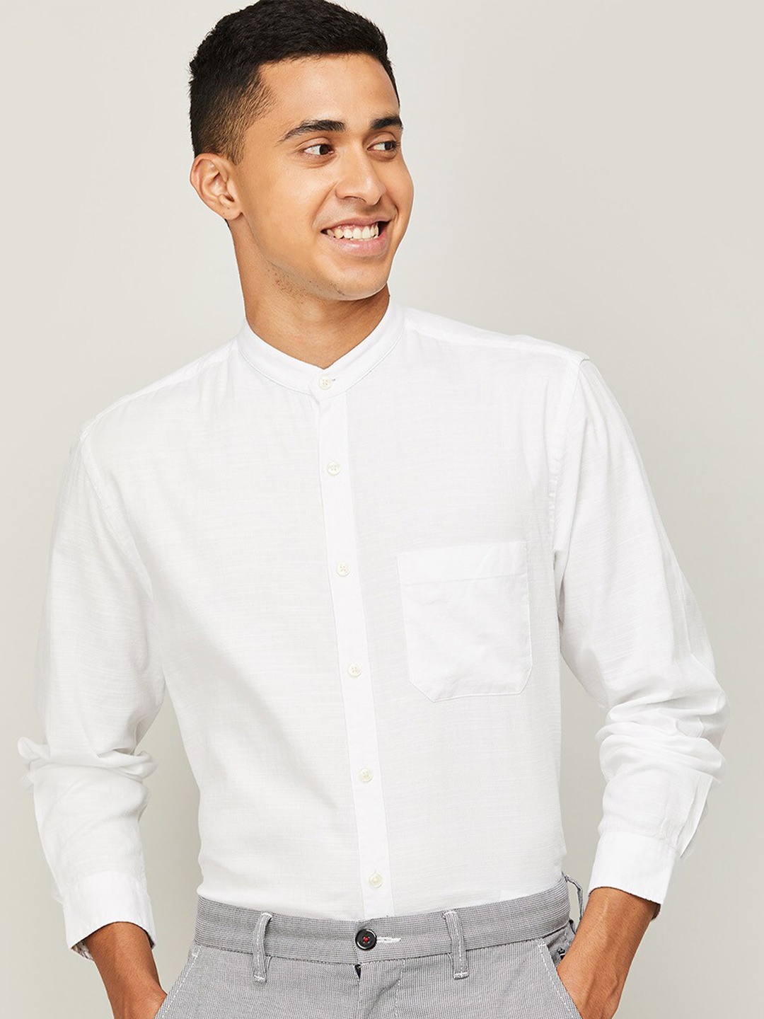 

CODE by Lifestyle Men White Cotton Casual Shirt