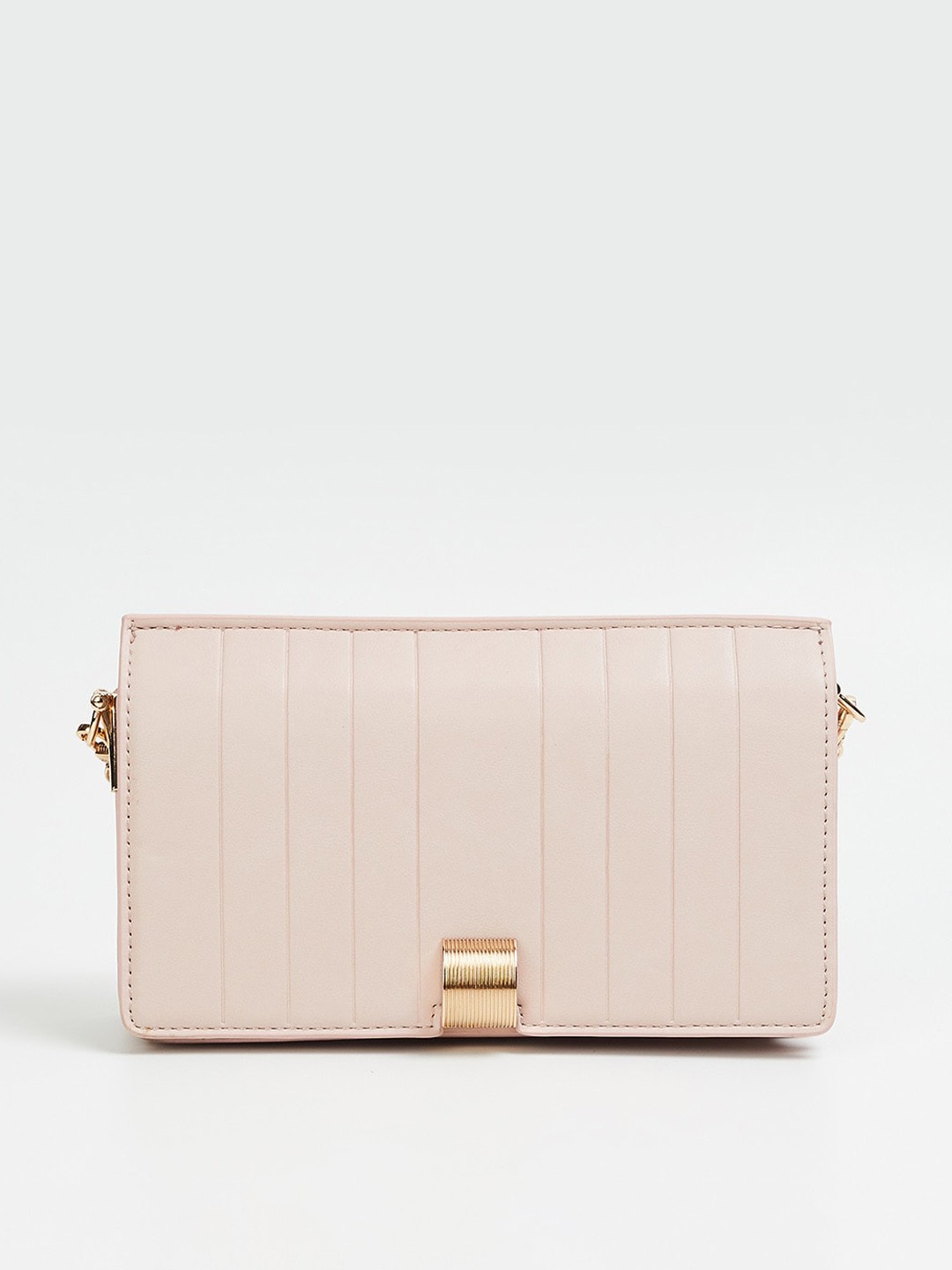 

Ginger by Lifestyle Pink Textured Structured Sling Bag with Quilted