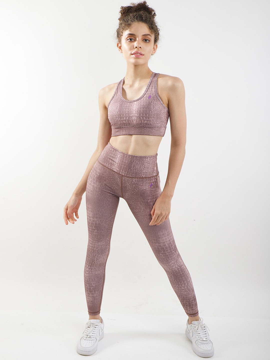 

SKNZ Brown Printed Gym Workout Co-Ords Set