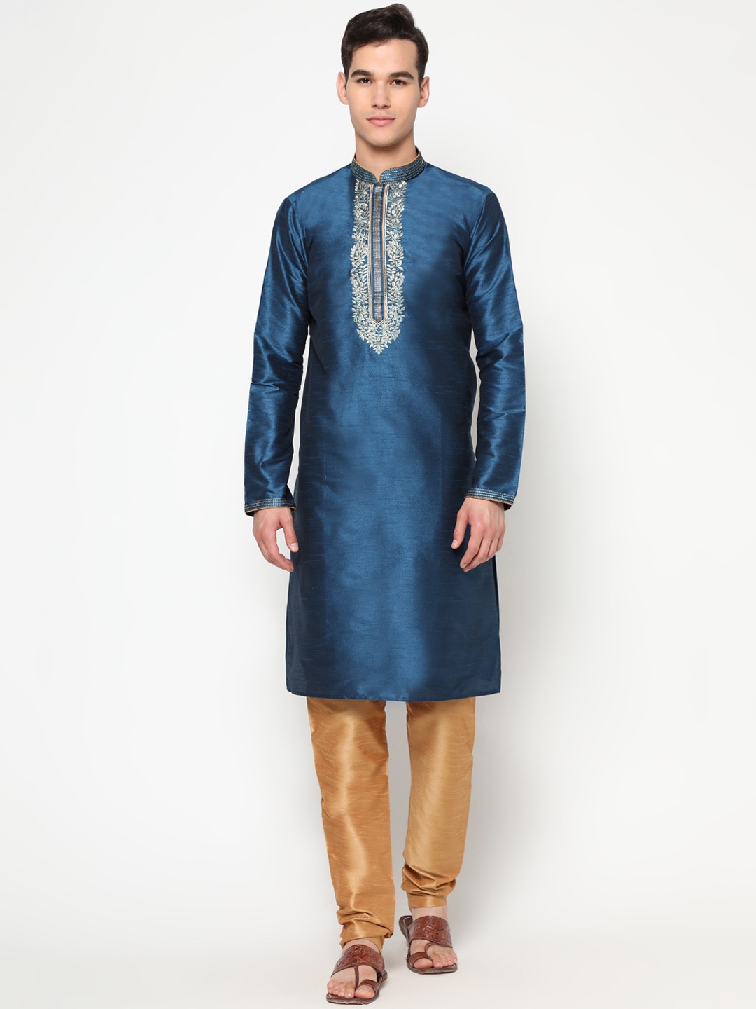 

GoStyle Men Teal Pure Cotton Kurta with Pyjamas