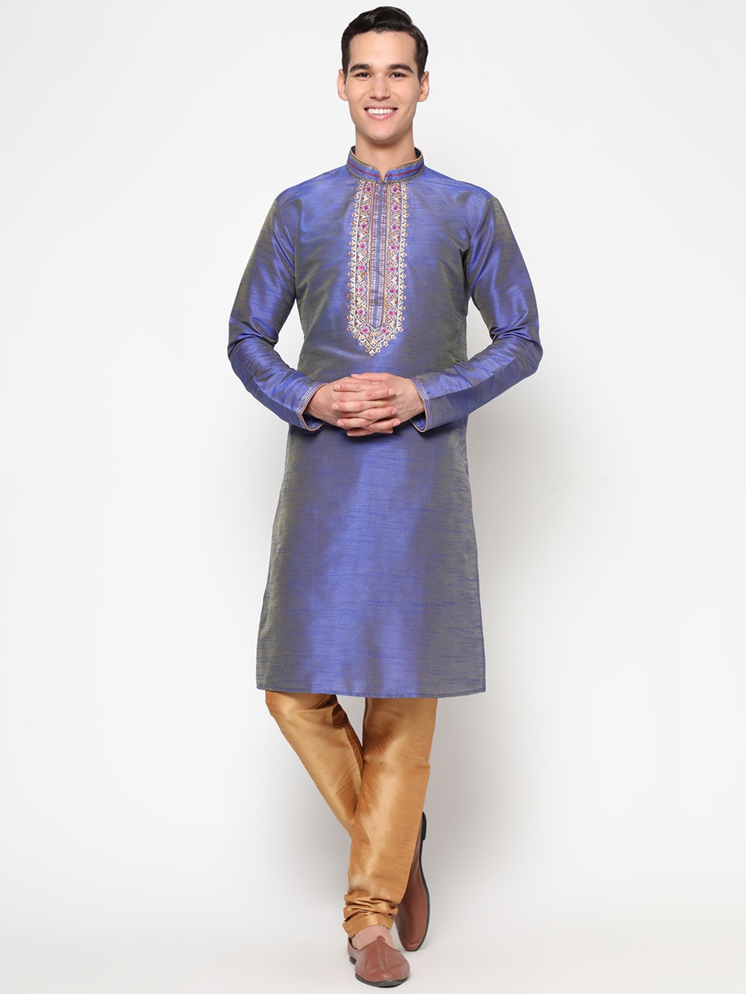 

GoStyle Men Purple Solid Pure Cotton Kurta with Pyjamas