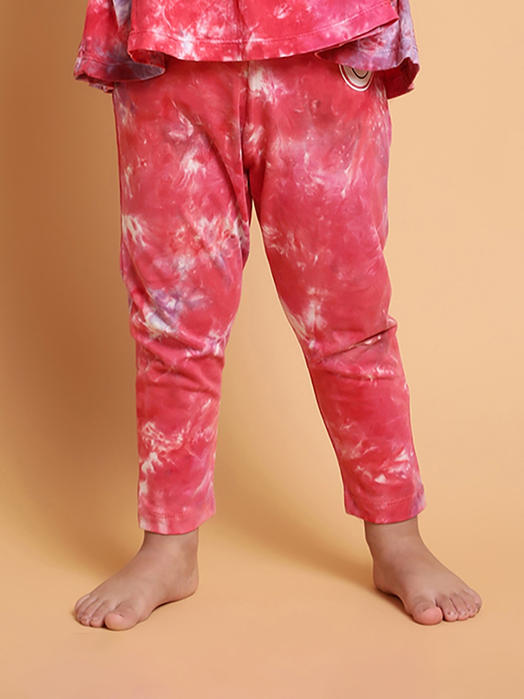 

MiArcus Girls Pink & White Printed Pure Cotton Leggings