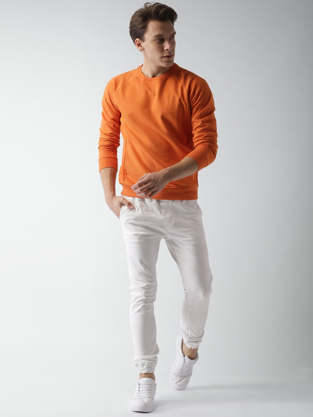 

Mast & Harbour Men Orange Solid Sweatshirt