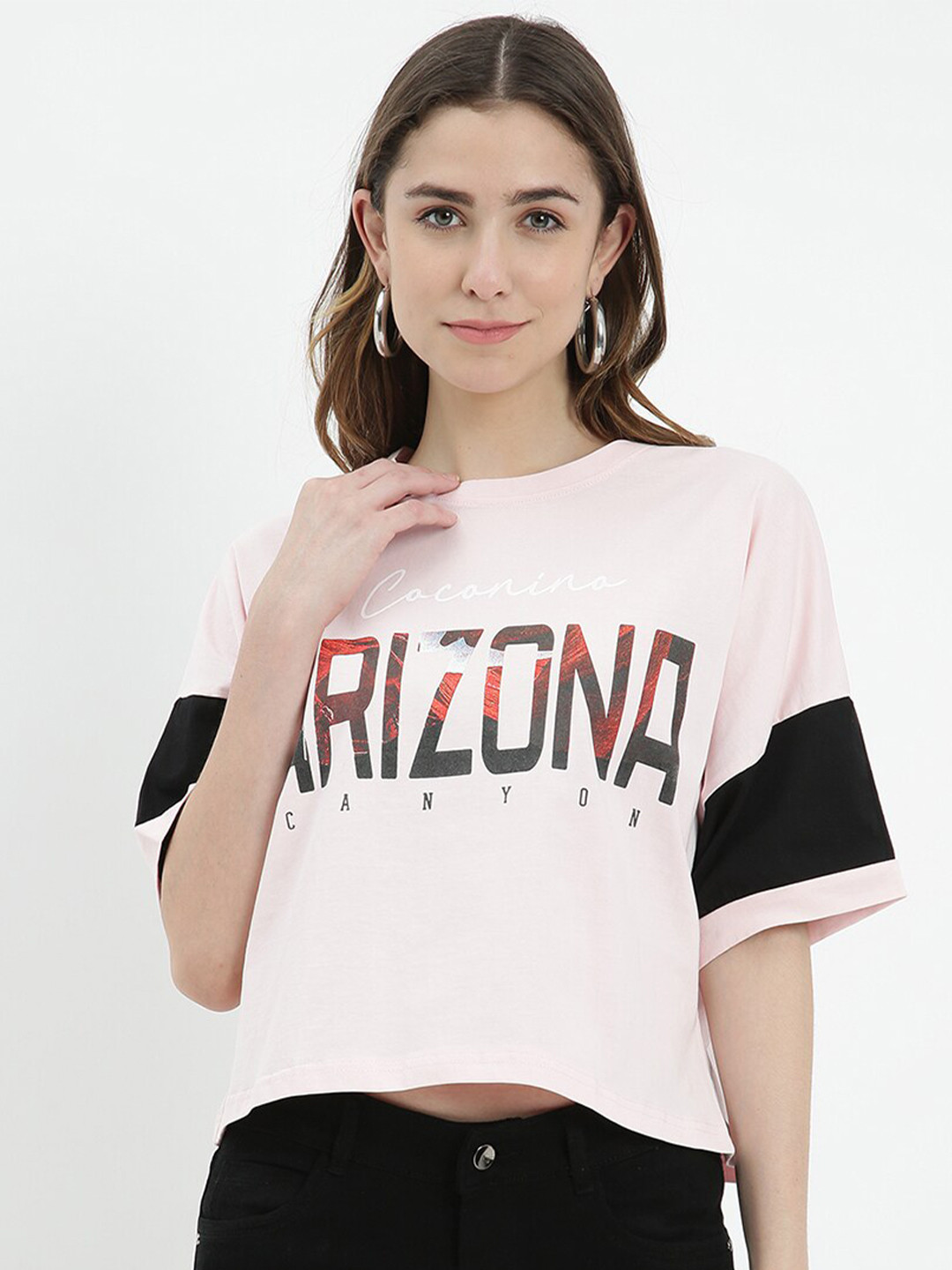 

V2 Value & Variety Pink & Black Printed Top
