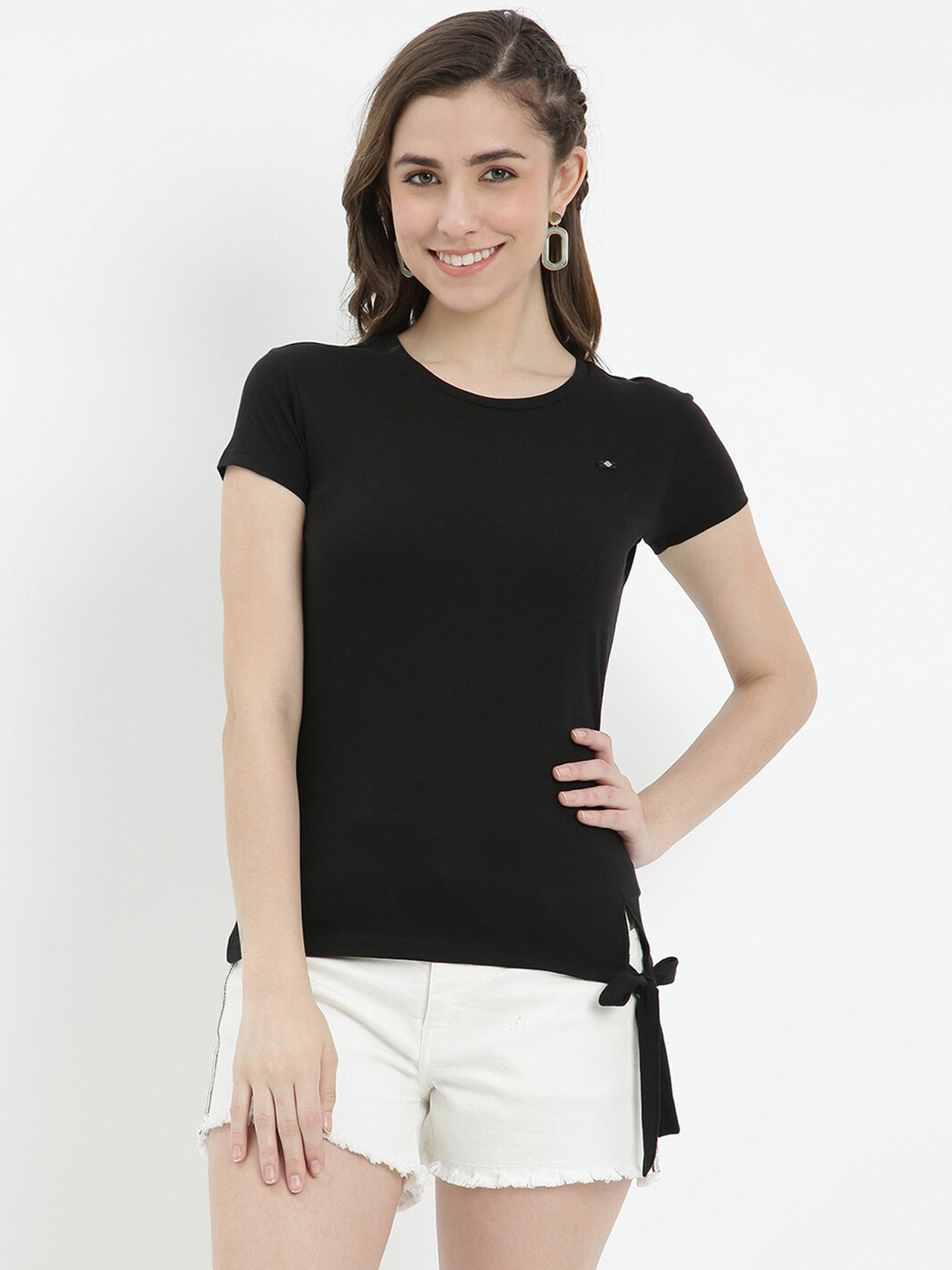 

V2 Value & Variety Women Black Solid Regular Top