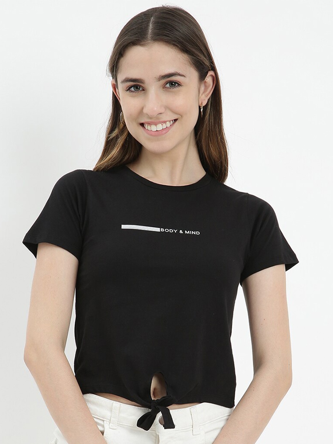 

V2 Value & Variety Black & White Print Crop Top