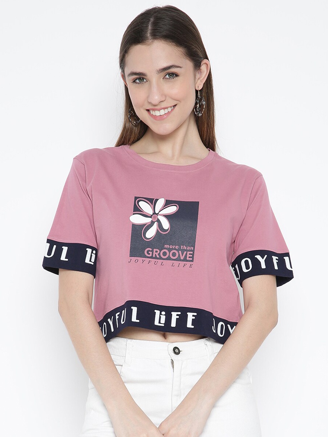 

V2 Value & Variety Purple Typography Print Top