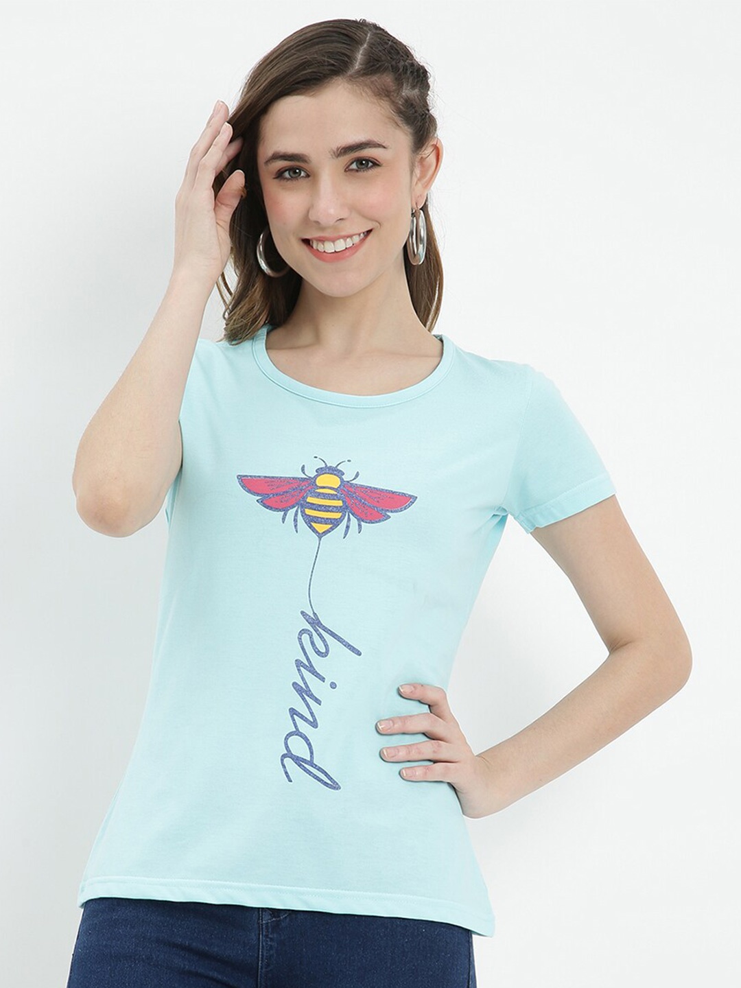 

V2 Value & Variety Blue Styled Back Graphic Print Top