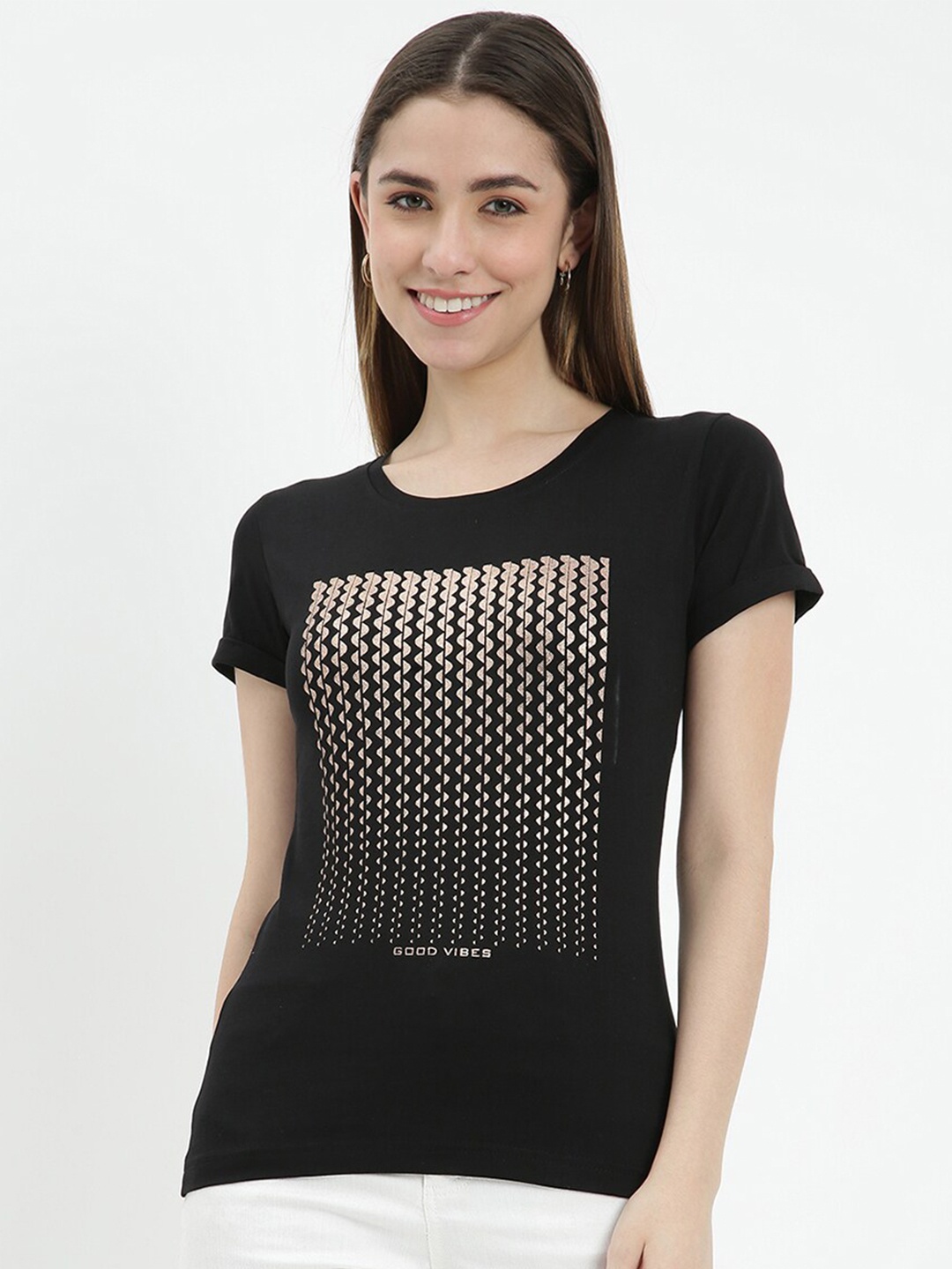 

V2 Value & Variety Black Geometric Print Top