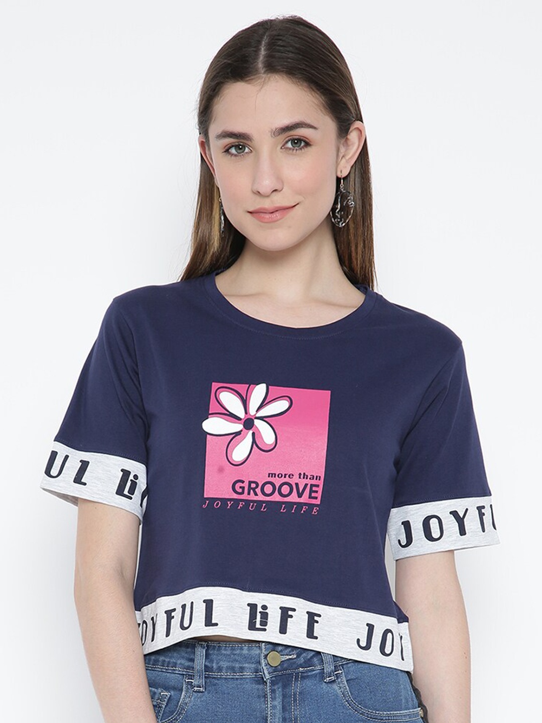 

V2 Value & Variety Women Blue Print Pure cotton Top
