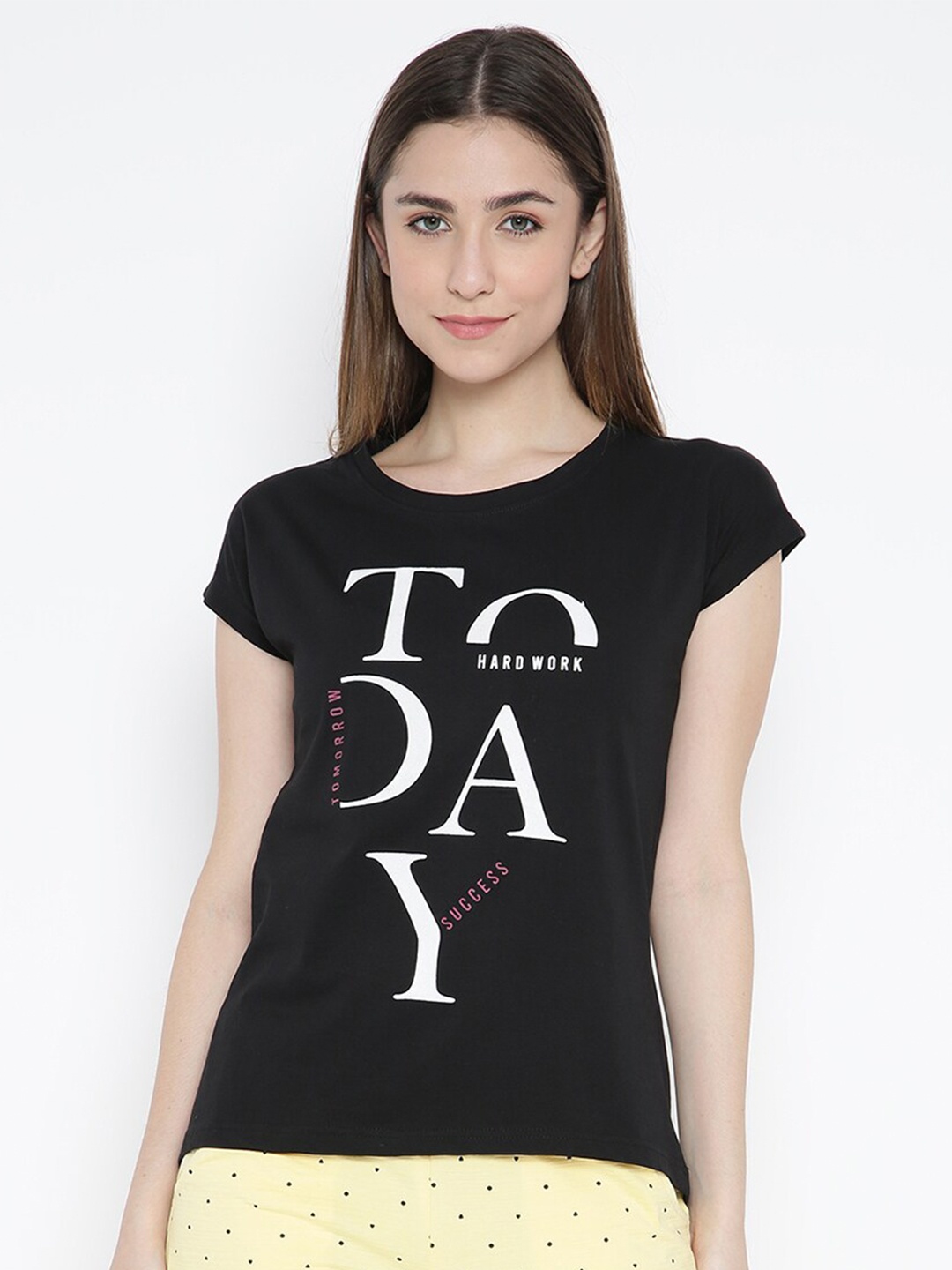 

V2 Value & Variety Women Pure cotton Black Print Top
