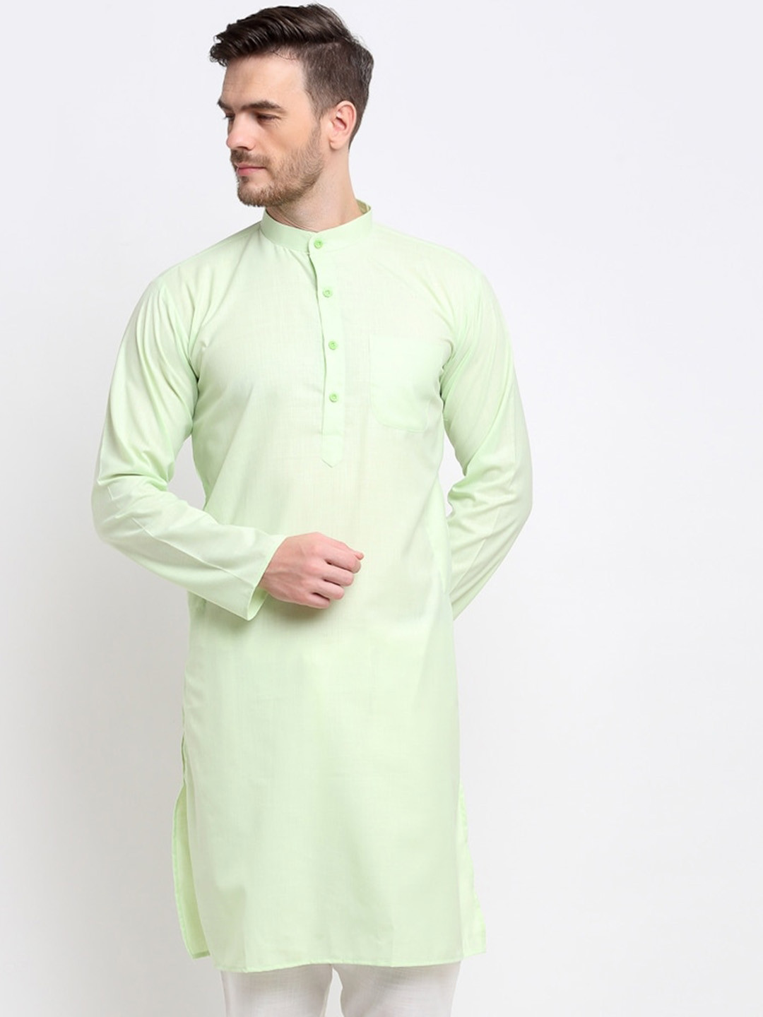 

Benstoke Men Green Thread Work Kurta