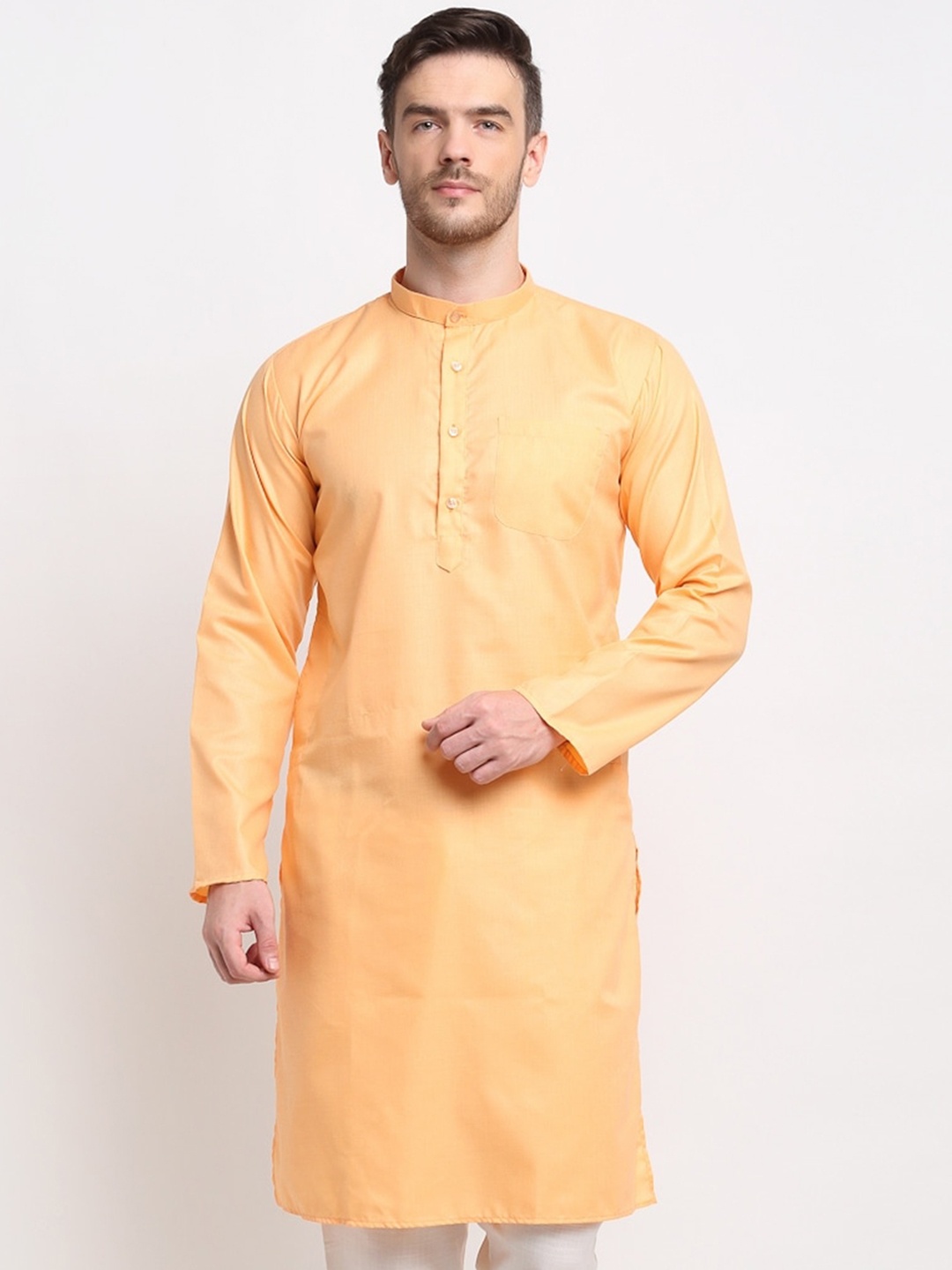 

Benstoke Men Peach-Coloured Kurta
