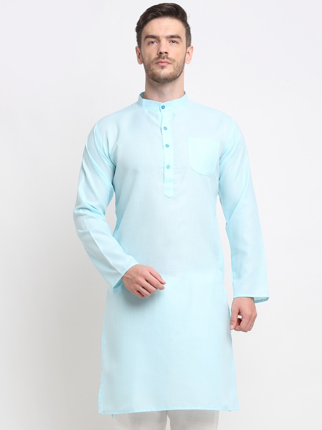 

Benstoke Men Blue Thread Work Kurta