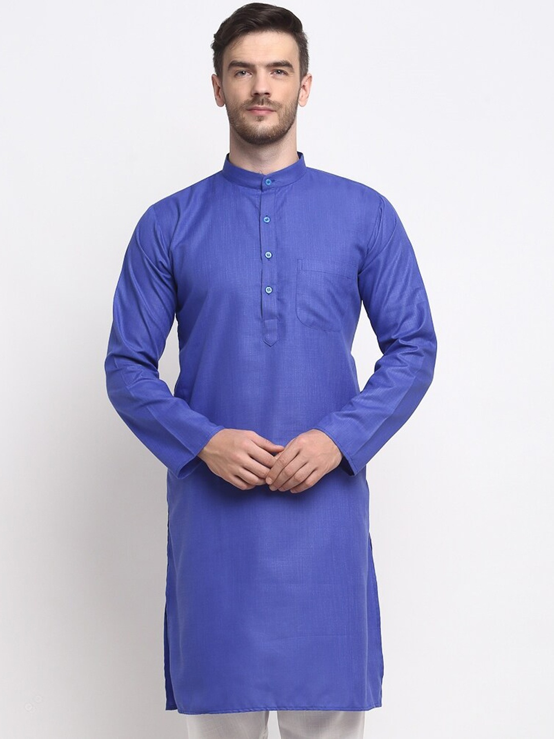 

Benstoke Men Blue Solid Kurta