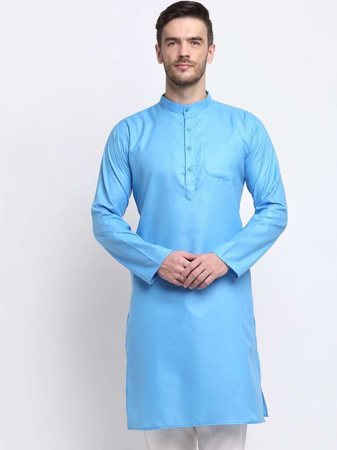 

Benstoke Men Blue Solid Kurta