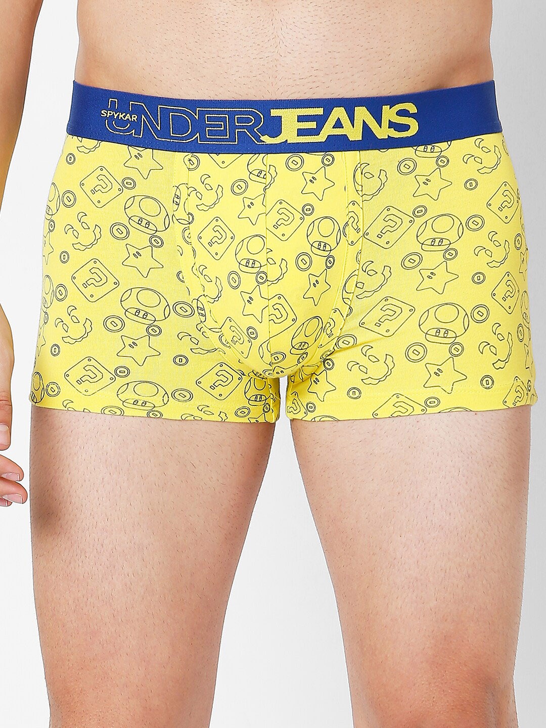 

Underjeans by Spykar Men Cotton Blend Trunk UJNPTS050YELLOWDKBLUE, Yellow