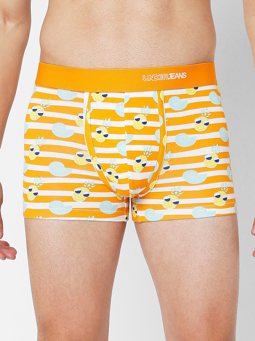

Underjeans by Spykar Men Cotton Blend Trunk UJNPTS048WHITEORANGE, Orange