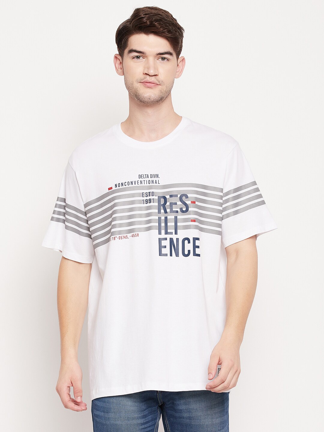

Octave Men White Typography Printed Cotton T-shirt