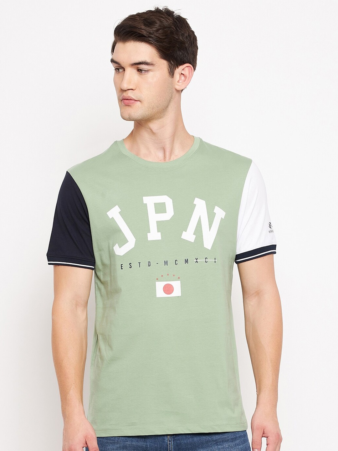 

Octave Men Green Typography Printed Cotton T-shirt