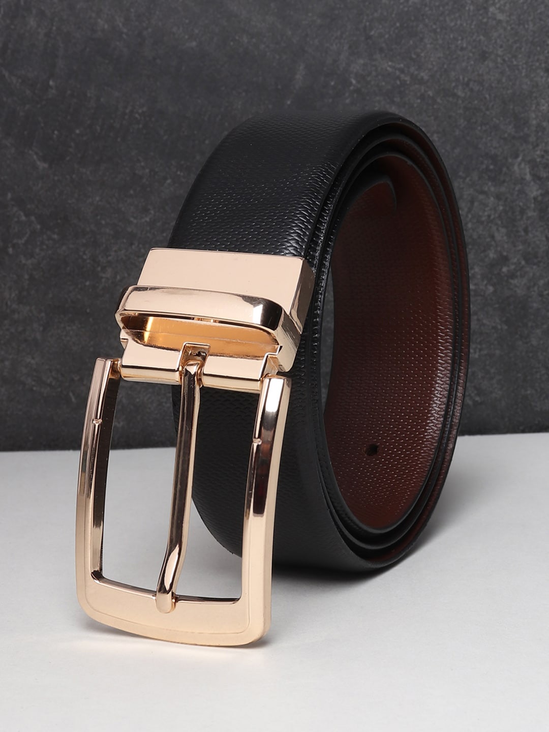 

Teakwood Leathers Men Black Textured Leather Formal Belt