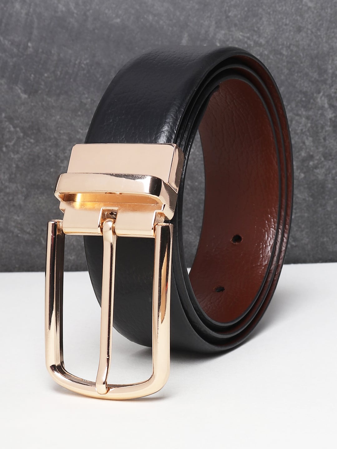 

Teakwood Leathers Men Black Textured Leather Formal Belt