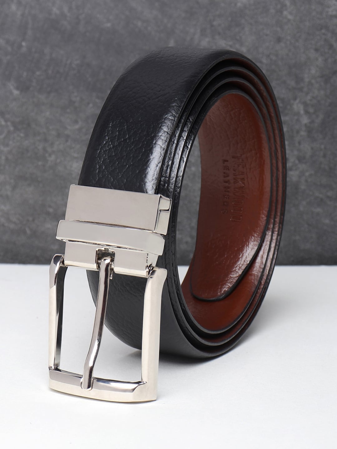 

Teakwood Leathers Men Black Textured Leather Formal Belt