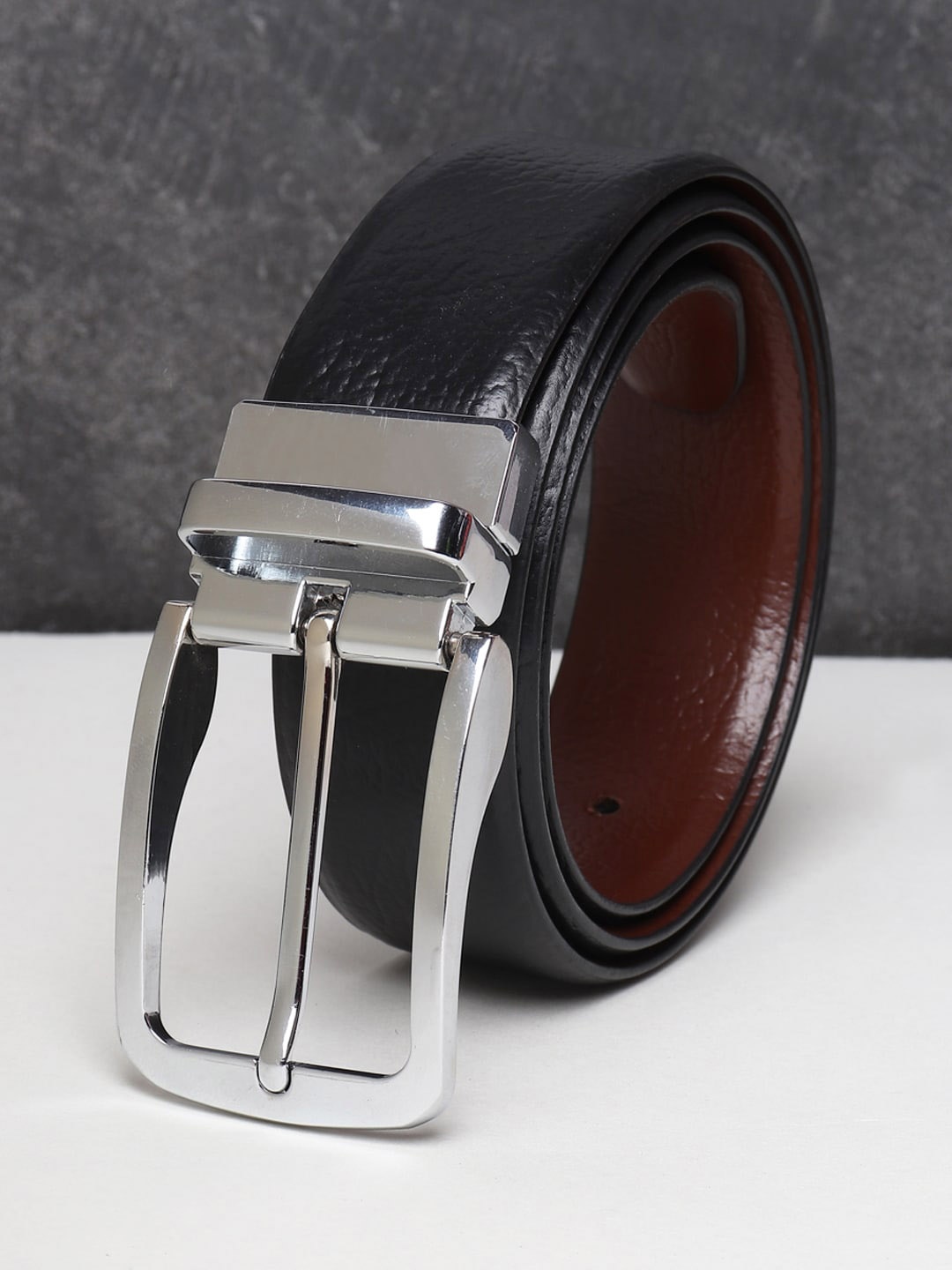 

Teakwood Leathers Men Black Textured Leather Formal Belt