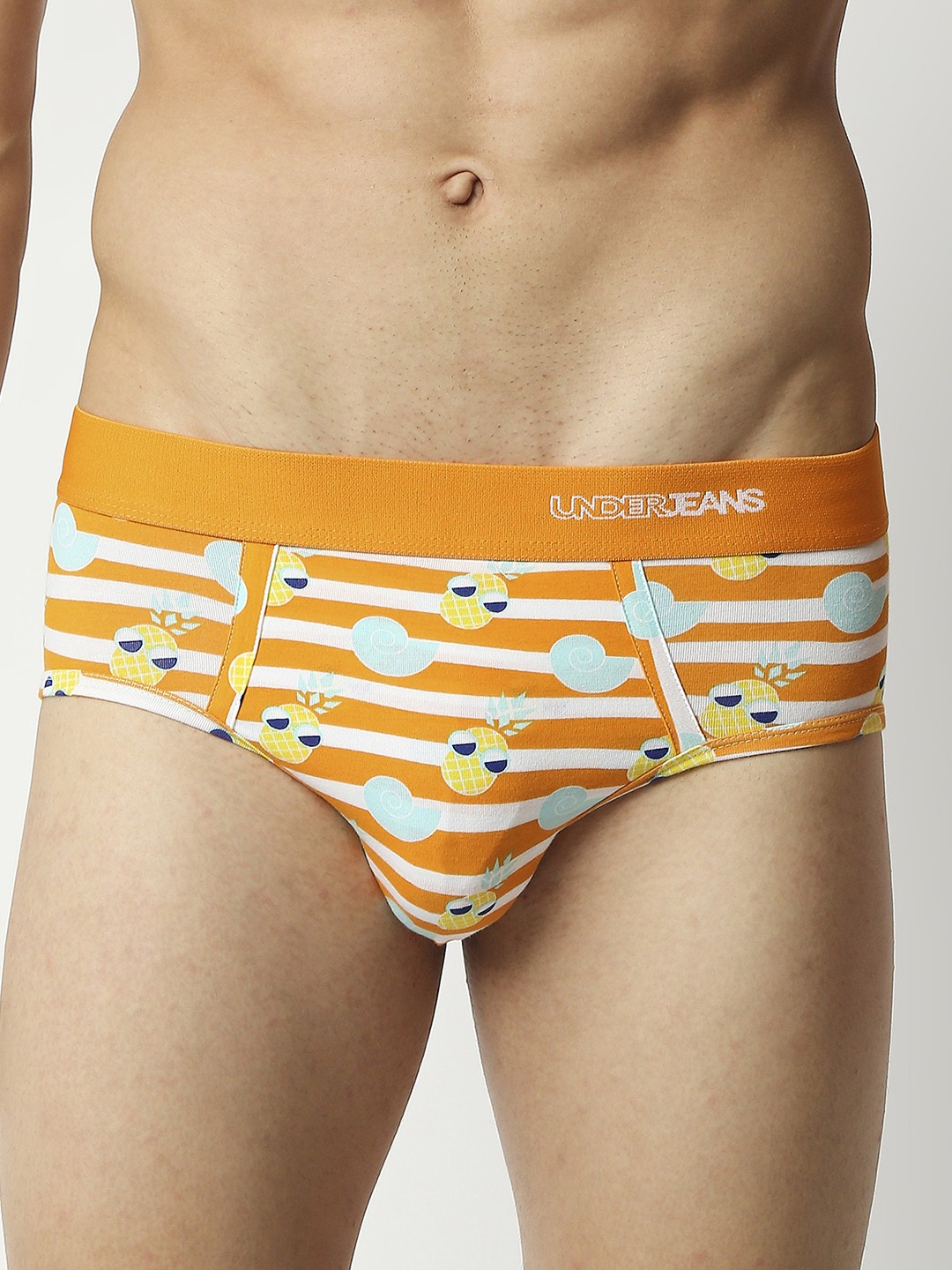 

Underjeans by Spykar Men Cotton Blend Brief, Orange