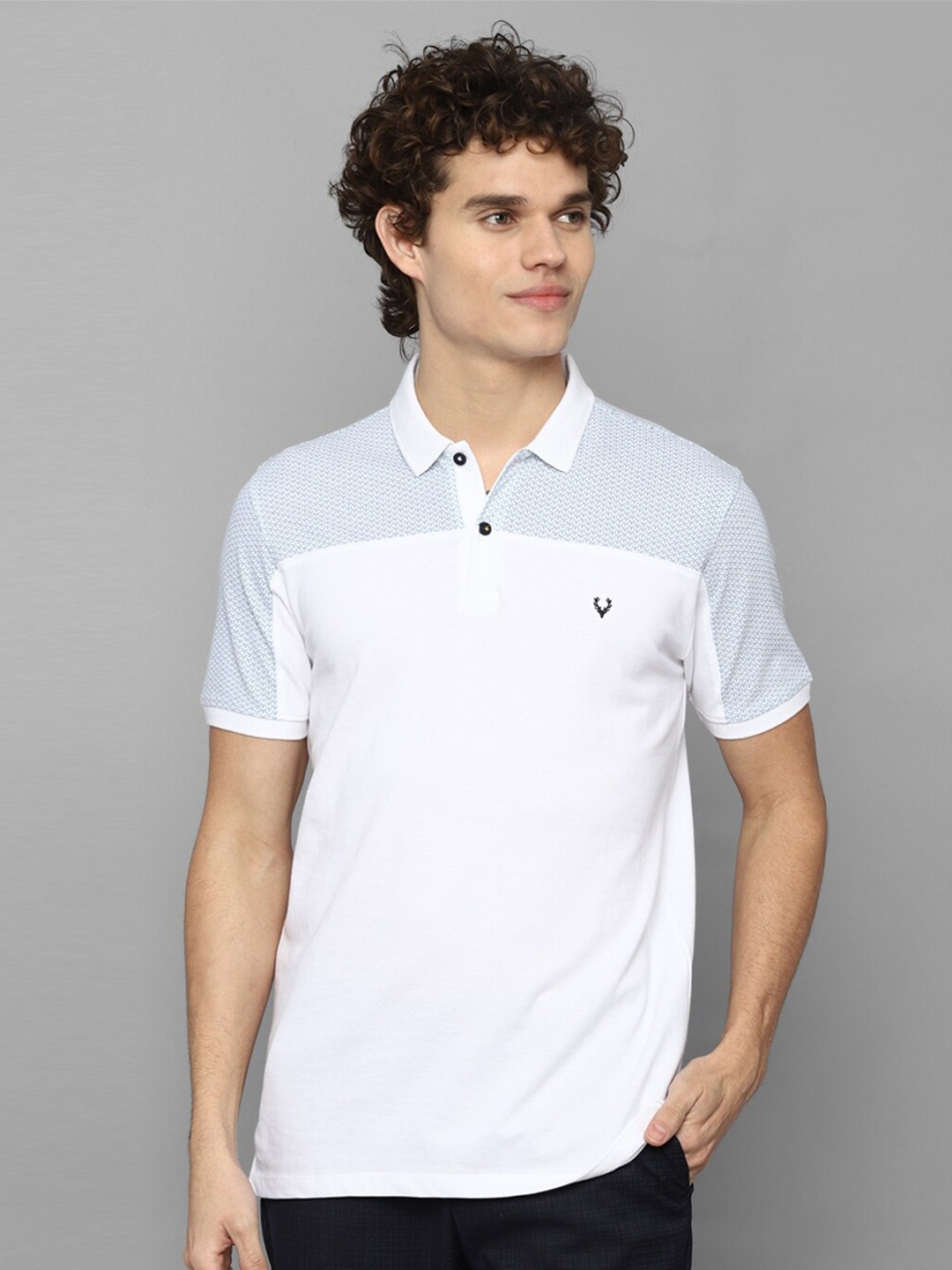 

Allen Solly Men White Colourblocked Polo Collar T-shirt