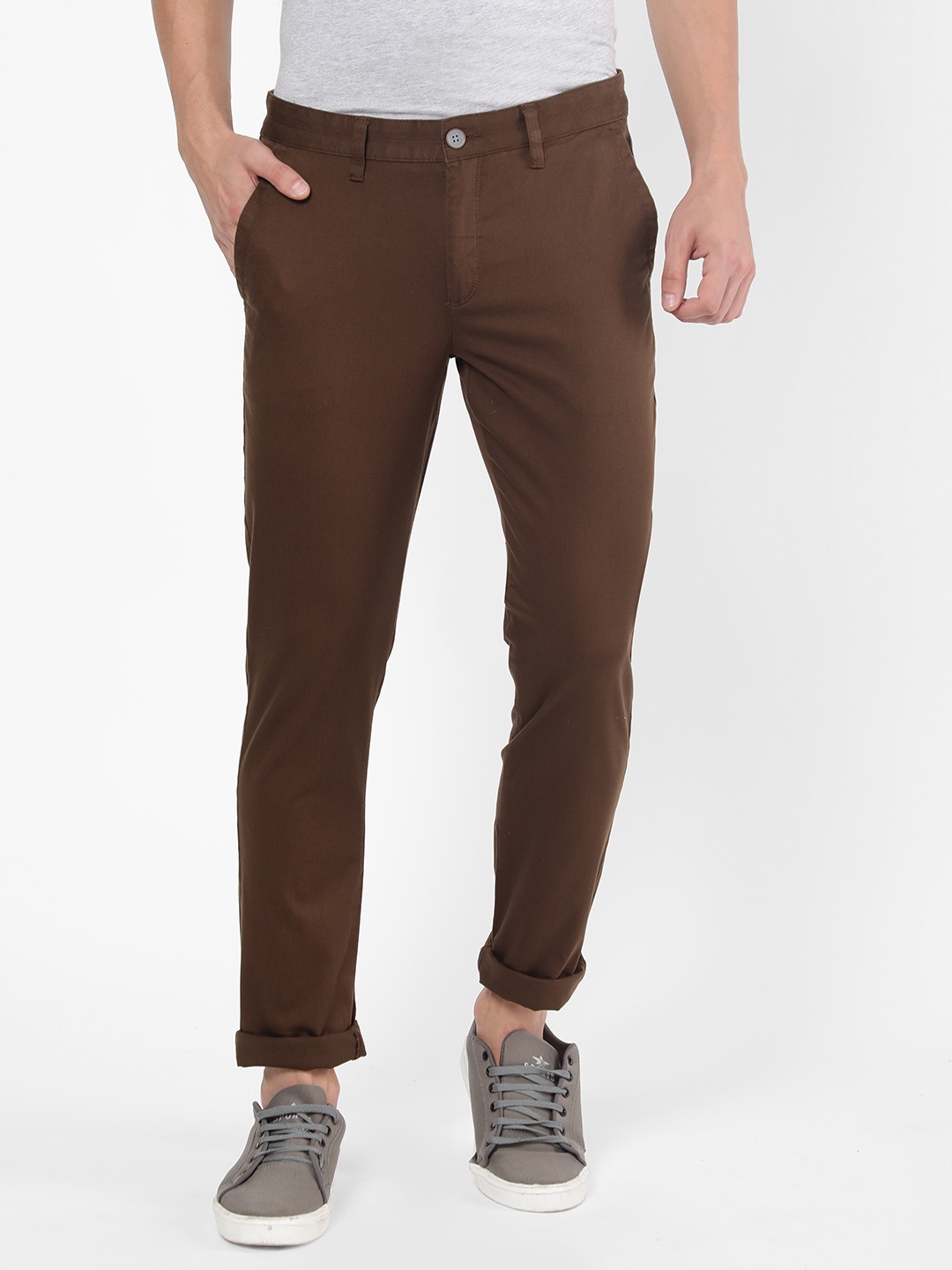 

AD By Arvind Men Brown Modern Slim Fit Flat Front Chinos