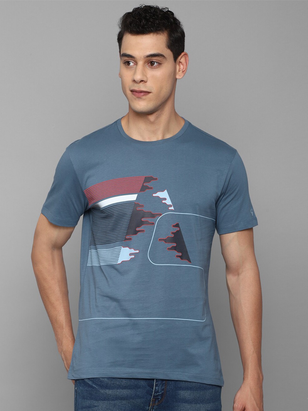

Allen Solly Sport Men Blue Printed Cotton T-shirt